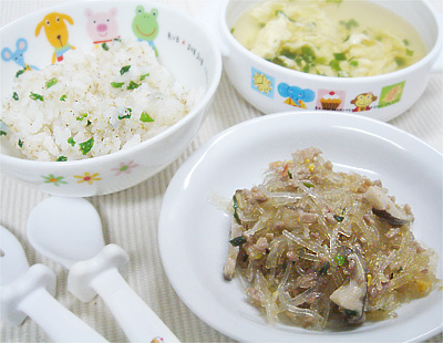【離乳食完了期】白ゴマとネギの混ぜご飯/麻婆春雨/中華風卵スープ